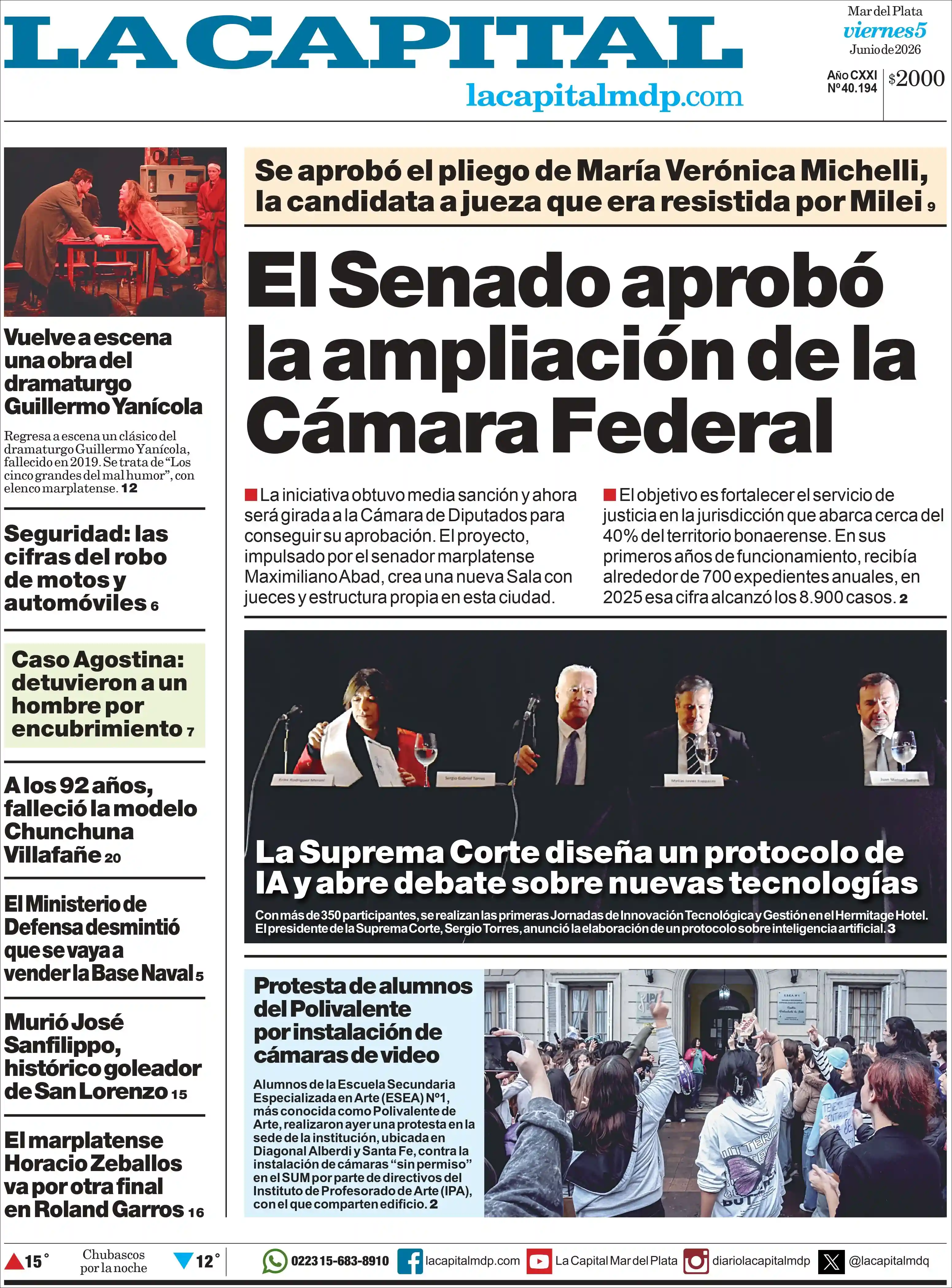 Evolucion Streaming | FM LÍDER  - Tapa del diario La Capital